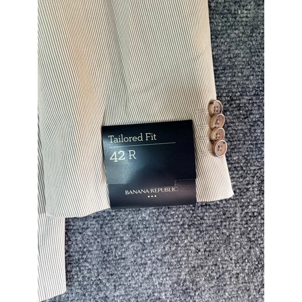NWT Banana Republic Mens Beige Striped Cotton Blazer Tailored Fit  Size 42R